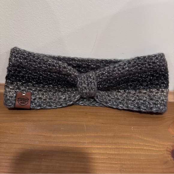 Starry night sparkle, winter headband/ear, warmer, 4” x 22”, gray tones - Picture 2 of 8